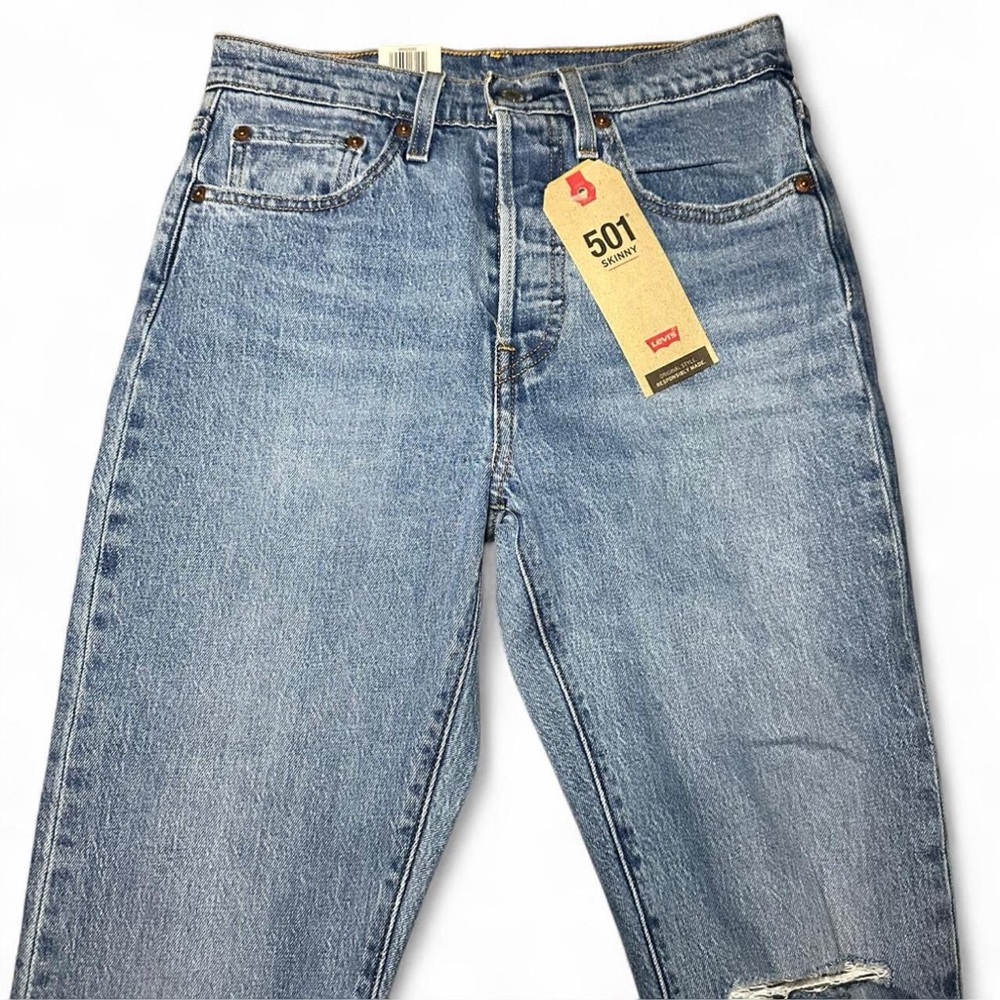 Levi’s 501 distressed denim skinny jeans